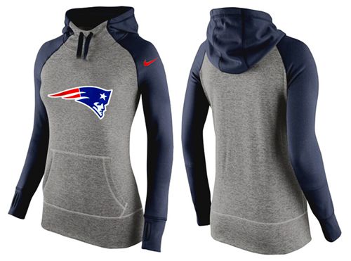 Women's Nike New England Patriots Performance Hoodie Grey & Dark Blue_2 - Click Image to Close